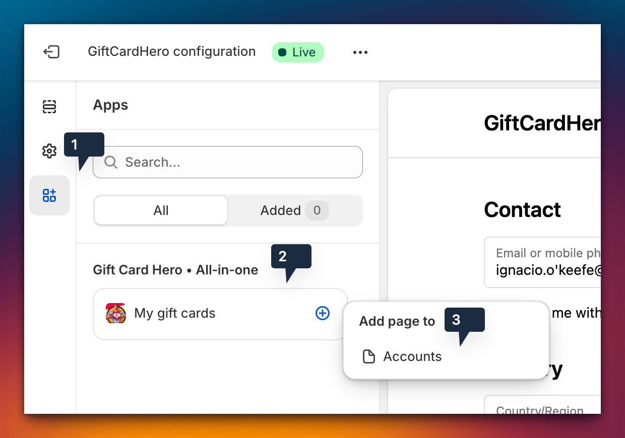 Apps configuration