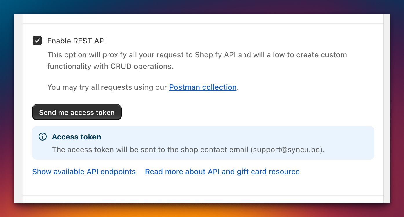 REST API configuration