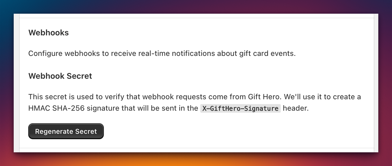 Webhook secret generation