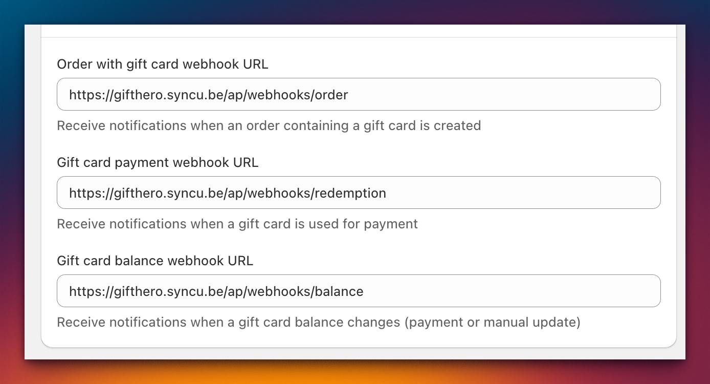 Webhook endpoint URLs