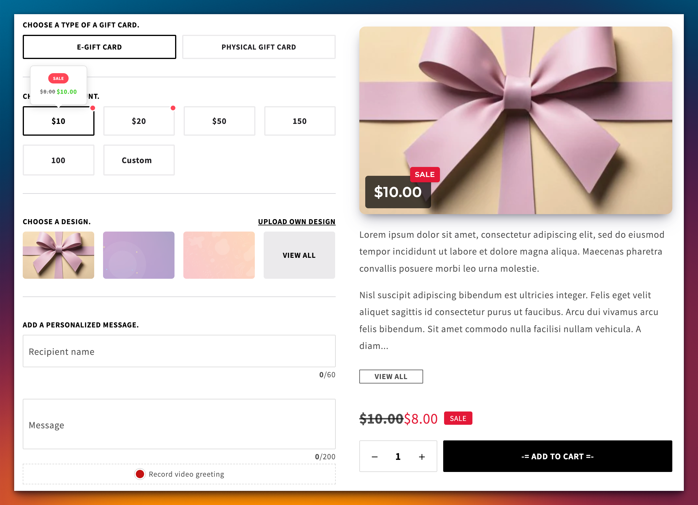 Storefront sale display