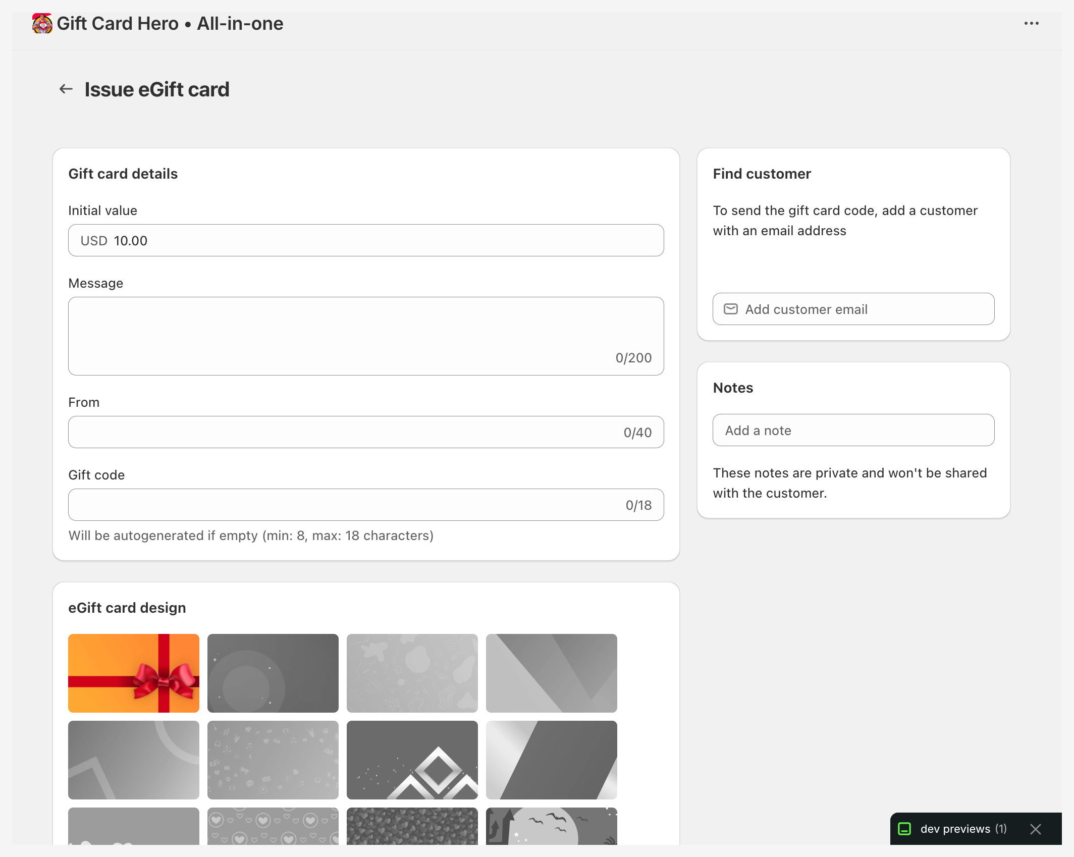 Issue a gift card for a refund