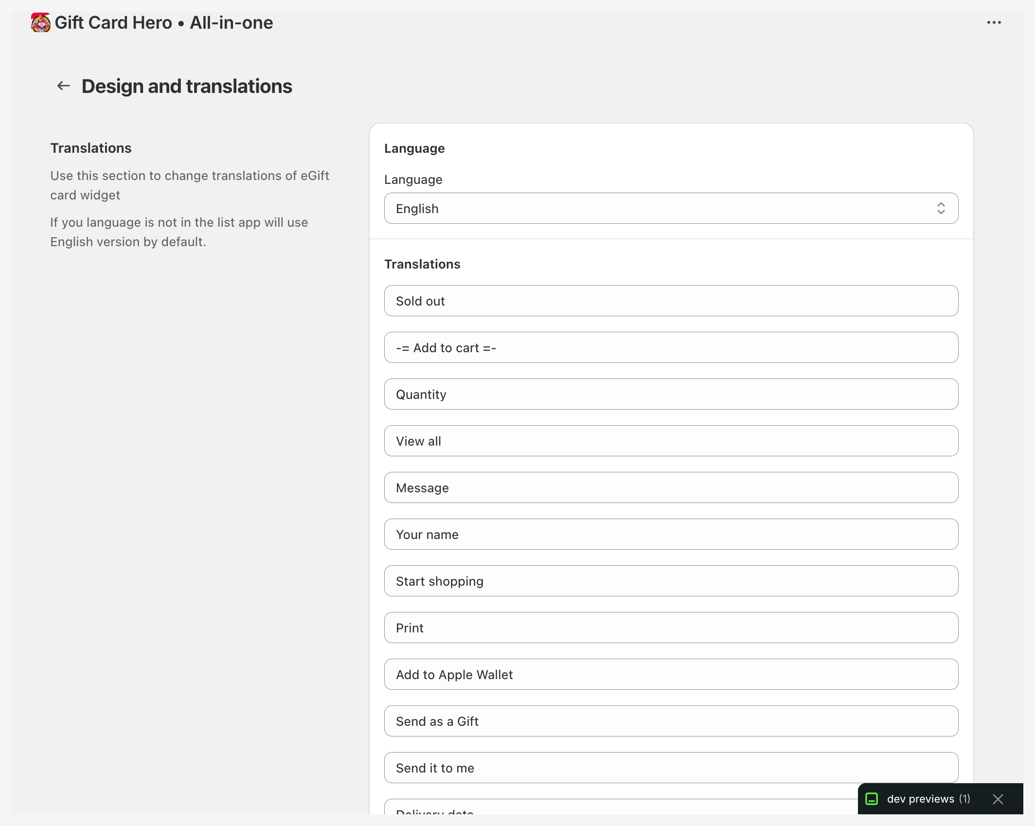 Design and translations