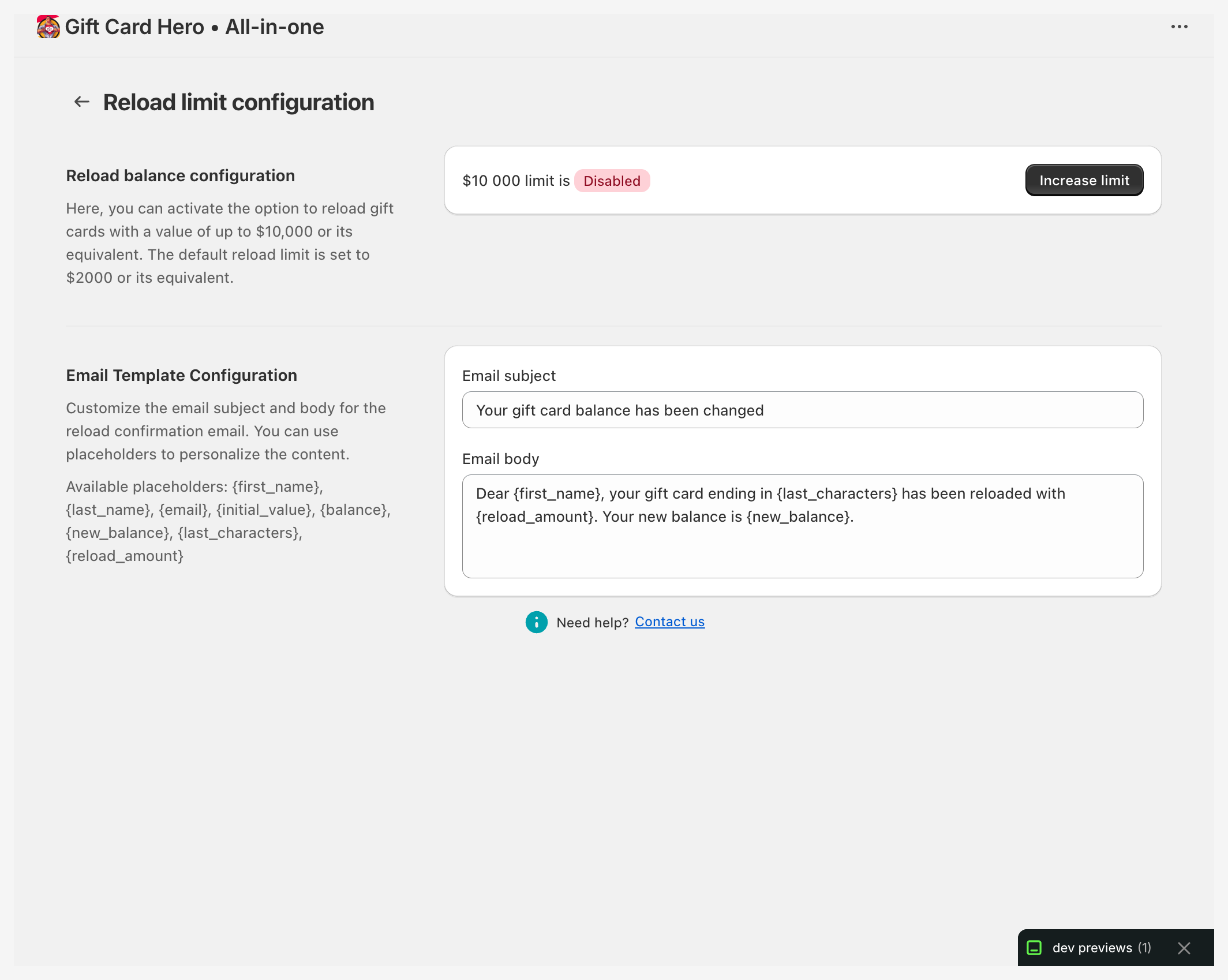 Reload configuration